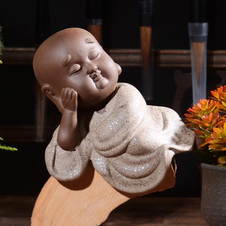 Zen Novice Monk Zisha Ceramic Figurine - Creative Home Tea Pet Ornament