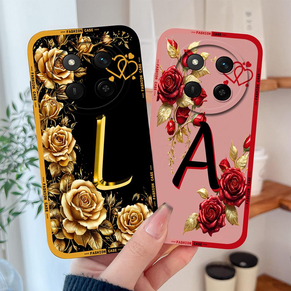 For Honor Magic 7 Lite Case For Magic 8 Lite Rose Letters Soft Phone Back Cover For Magic7 Magic8 Lite Liquid Silicone Fundas