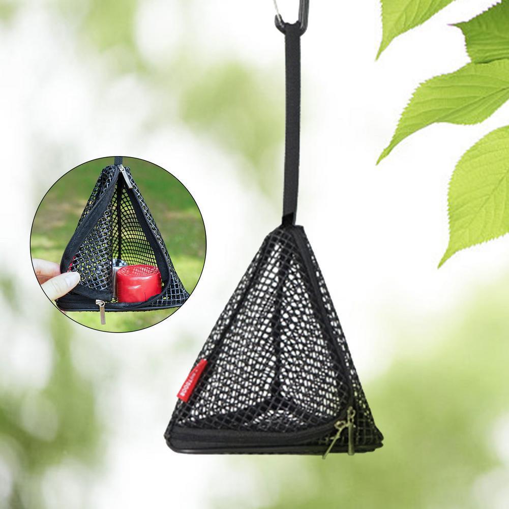 Triangular Hanging Mesh Bag Foldable Camping Organizer Mesh Hanging Basket Net with Hook Camping Dry Net for Camping