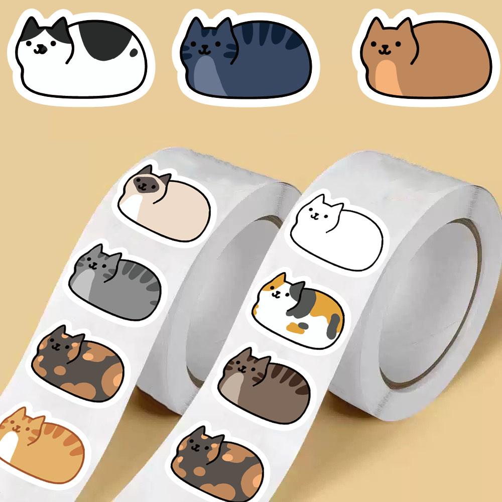 500PCS Kawaii Cartoon Cat Tuo Tuo Roll Stickers Skateboard Laptop Luggage Skateboard Phone Gift Waterproof Phone Cute Sticker