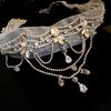 Chiffon Choker Necklace Rhinestone Teardrop Pendant Gifts Collar Necklace  Party Outfit