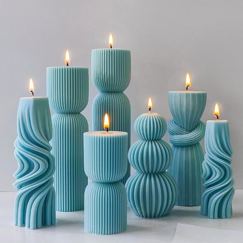 Artistic Striped Roman Column Silicone Mould For Handmade Candle Home Decoration And Craft Projects