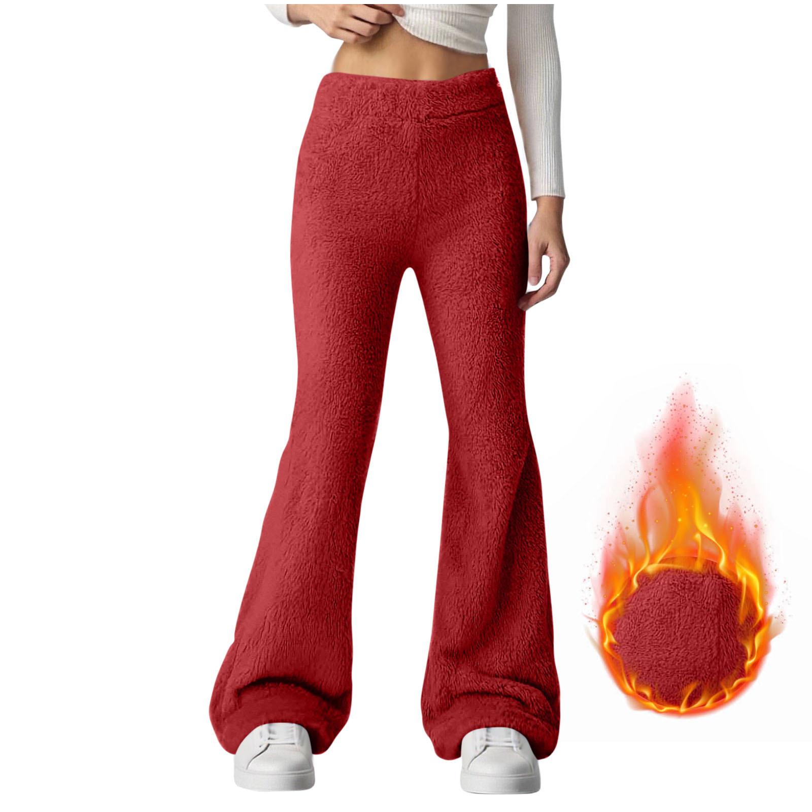 

Женские осенне-зимние однотонные модные брюки на флисовой подкладке, повседневные брюки свободного кроя, удобные флисовые брюки XL красный