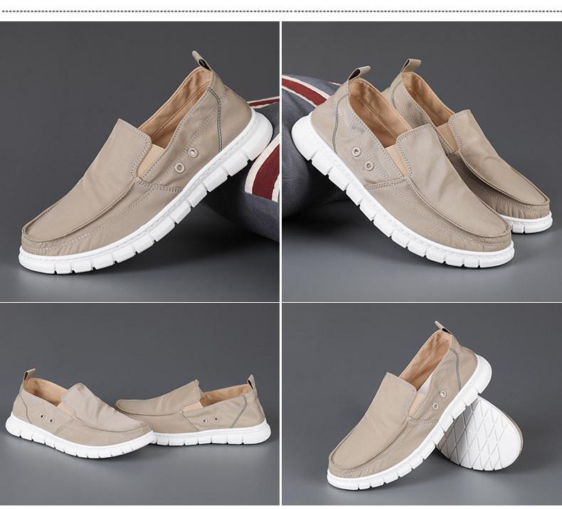 Men's Korean Style Spring Canvas Slip-On Casual Shoes - Breathable, Fashionable, Flat Bottom, Low-Top Board Shoes.