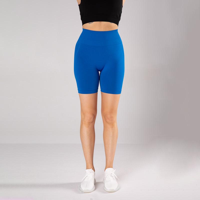 

High-Waisted Tummy Control Yoga Shorts - Barely-There Feel, Seamless Design, Peach Fit. Small синій