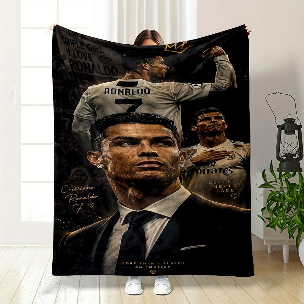 Cristiano Ronaldo Inspired Design Warm Blanket Flannel Blanket for Bedroom, Living Room, Sofa, and Nap Sofas