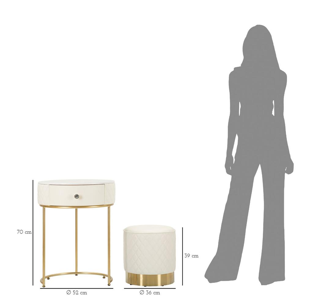 Hoher Nachttisch mit Hocker Sharon Cm Ø 52X70 - Ø 36X39