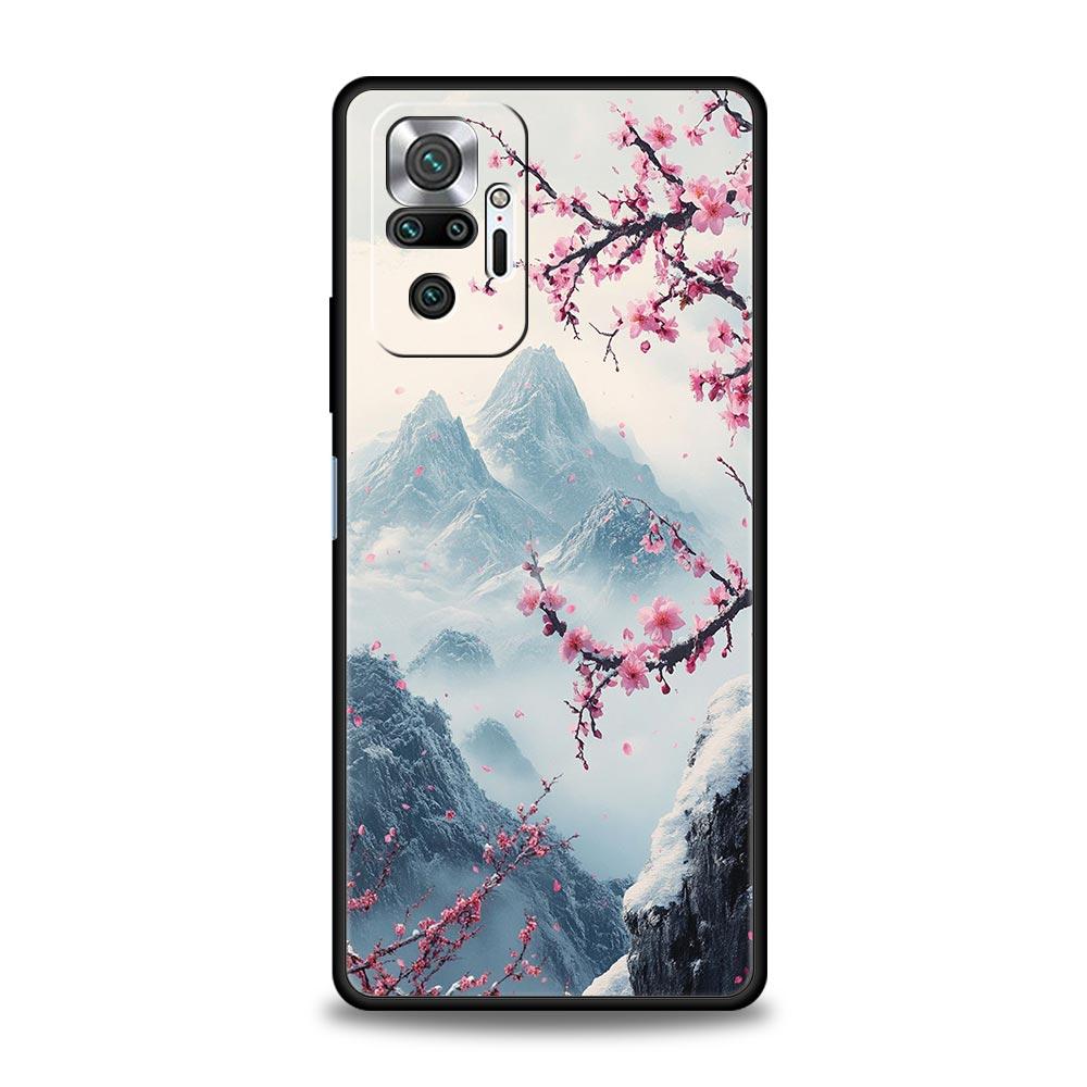 Pink Sunset Mountain Phone Case Cover for Redmi 14C 10C Note 15 14 13 12 10 11 K40 Pro Plus 5G Soft TPU Shockproof Shell Fundas