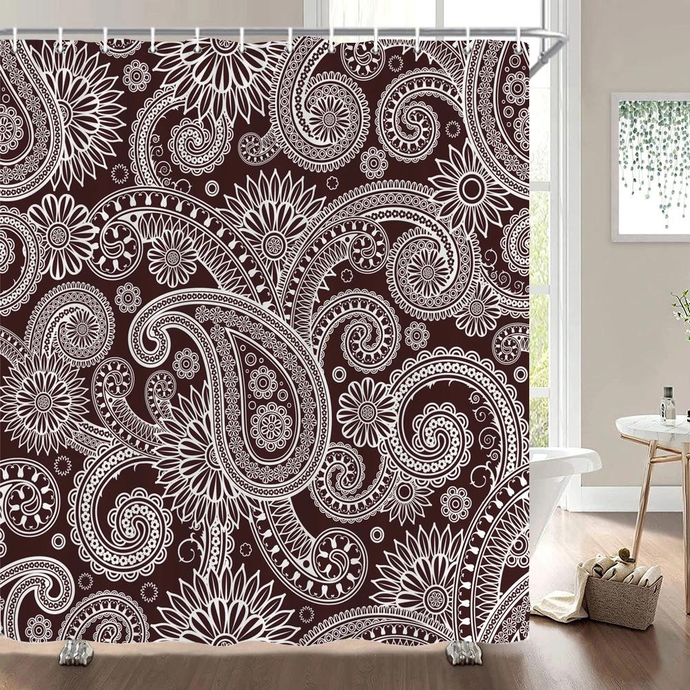Waterproof Shower Curtain for Bathroom Bohemian Pattern Printing Bathtub Curtains Fabric Polyester Bath Curtain with Hooks