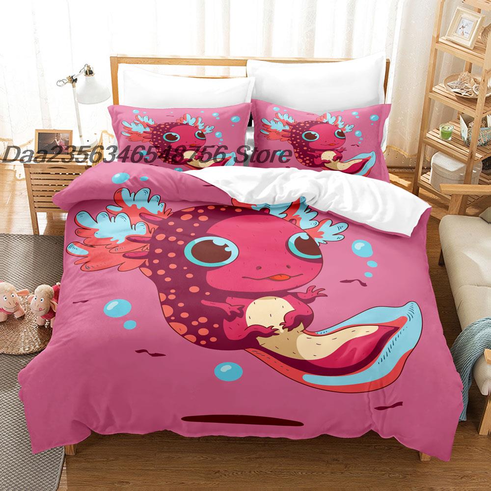 Comforter New Animal Axolotl Bedding Set Single Twin Full Queen King Size Bed Set Aldult Kid Bedroom Duvet Sets Cartoon Bed