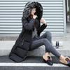 Hooded Long Women's Cotton Coat with Fur Collar for Fall/Winter