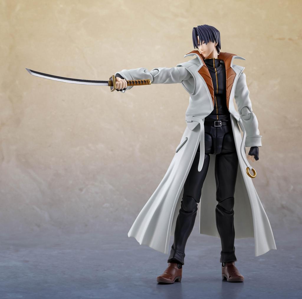 TAMASHII NATIONS Rurouni Kenshin Šermíř Romantický Shinomori Aoshi přibližně 165 mm malovaná pohyblivá figurka SHFiguarts - Příběh Meiji - PVC a ABS