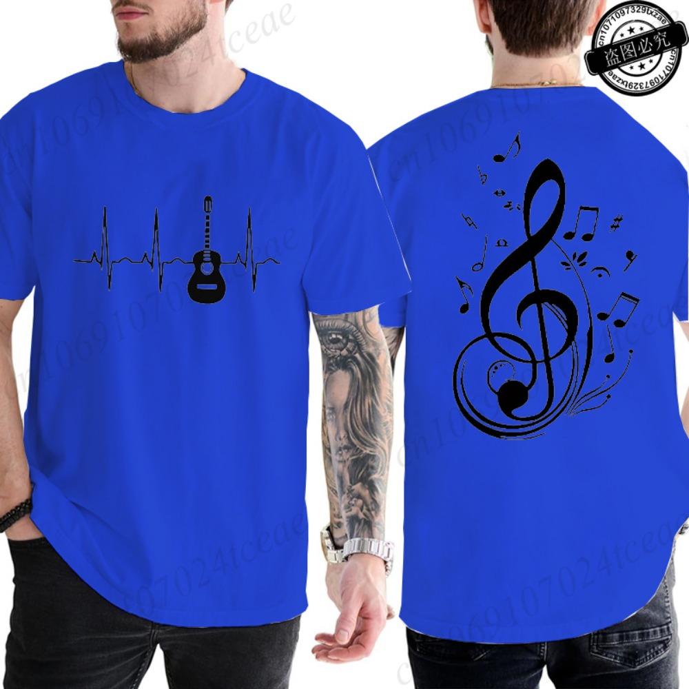 Men Women Music Notes Print T-Shirt Summer Casual Streetwear Round Neck Short Sleeve Tee