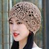 Women's Handmade Crochet Hat Spring Autumn Single Layer Woven Flower Slouchy Hat Classic Retro Wool Hat Hollow Knitted Hat