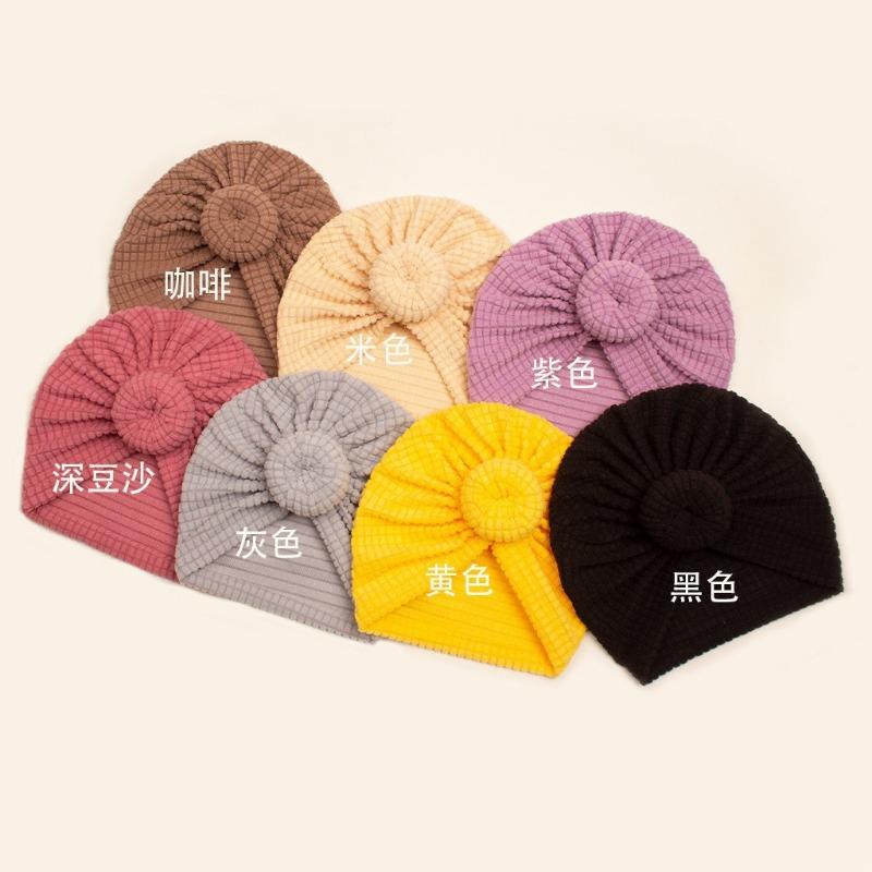 

New baby solid color donut headscarf hat, children s soft elastic pullover hat, autumn and winter baby hat