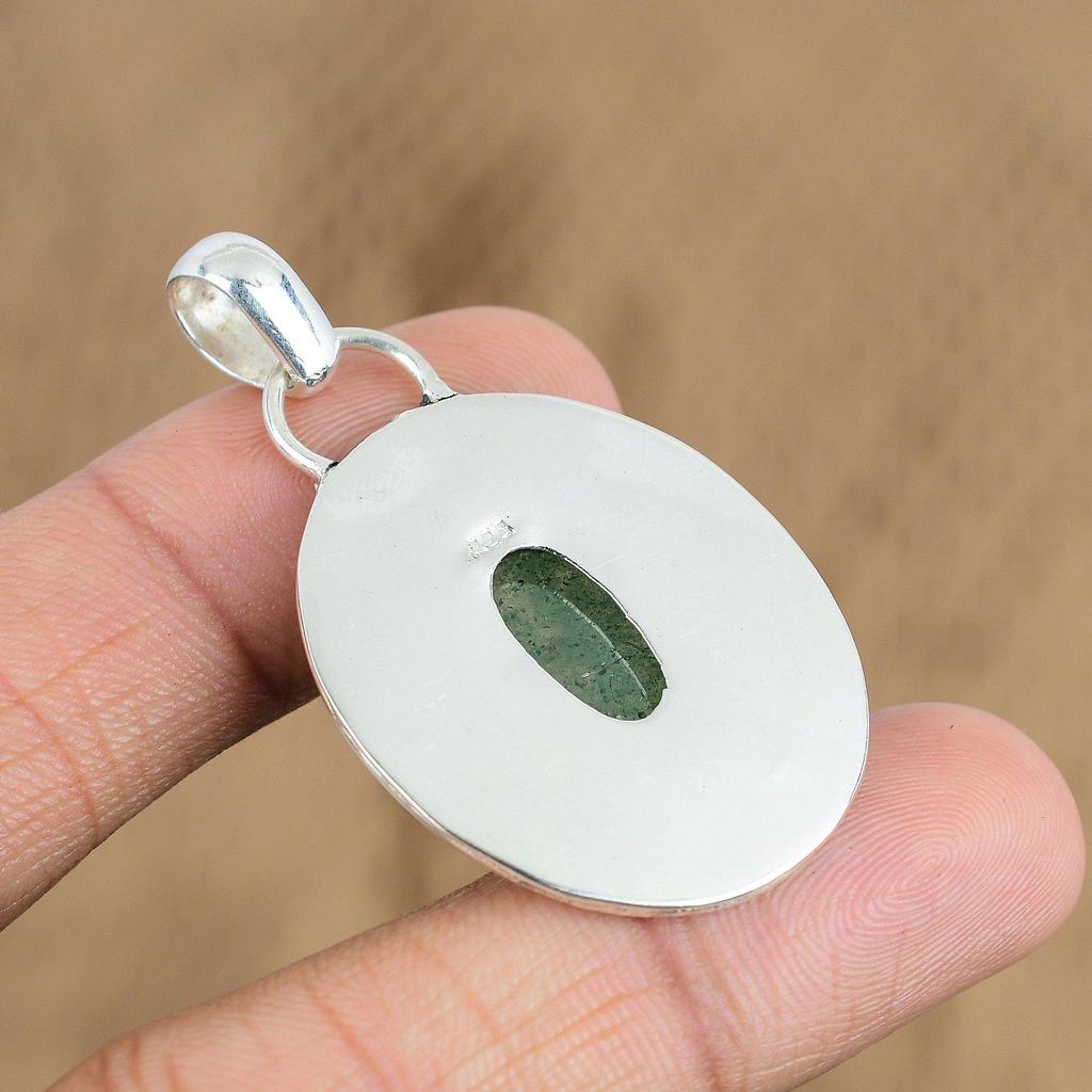Womens Day Deal Sterling Silver Green Aventurine Stone Handmade Pendant Jewelry