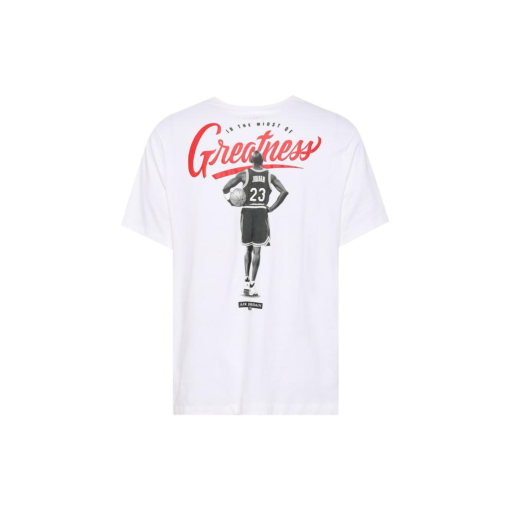 Jordan Einfarbiger Rückendruck Pullover Basketball T-Shirt Herren Tops Weiß CI0079-100