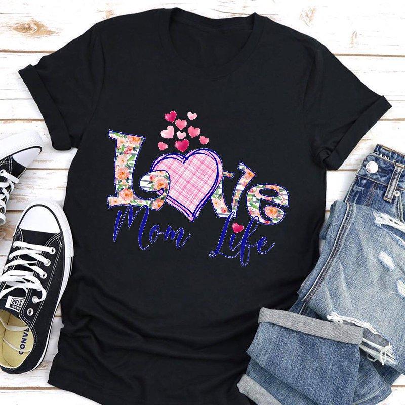 Vară IUBIRE Mamă Imprimate Bumbac Tricouri cu Mânecă Scurtă cu Gât Rotund Larg pentru Femei