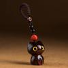 Handmade Craft Wood Car Keyring Wood Material DIY Keychain Components New Cat Shape Charm