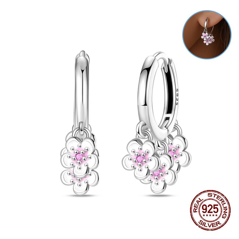 Damen Kupfer Ohrringe Rosa Liebe Sterne Muschel Süße Blume Süß Romantisch Date Party Hochzeit Exquisiter Schmuck Geschenke