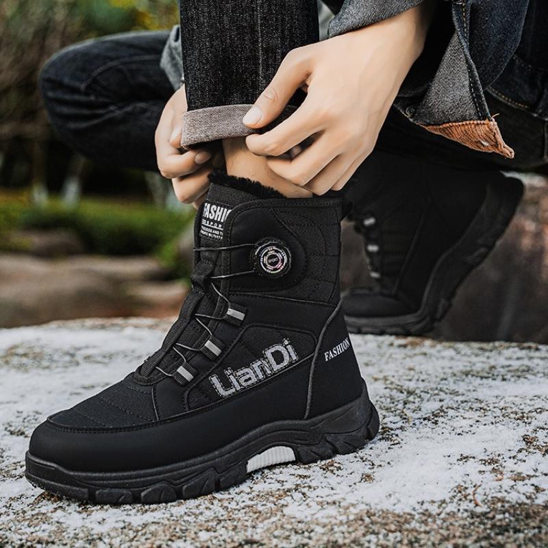 Winter Men's Boots High Top Cotton Shoes Plush Warm Snow Boots Non-slip Hiking Boots for Men Winter High Top Sneakers