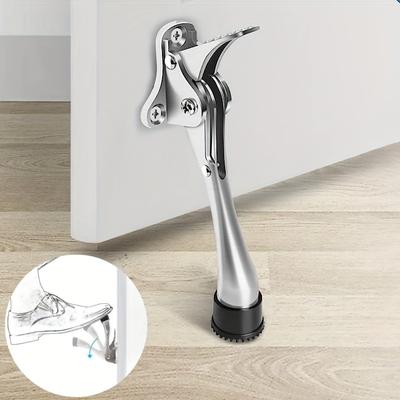 1-teiliger One-Touch-Kickdown-Türstopper, Türhalter, robuste Türstopper, Türunterseite, höhenverstellbare Gummispitzen, wird mit Befestigungsschrauben geliefert