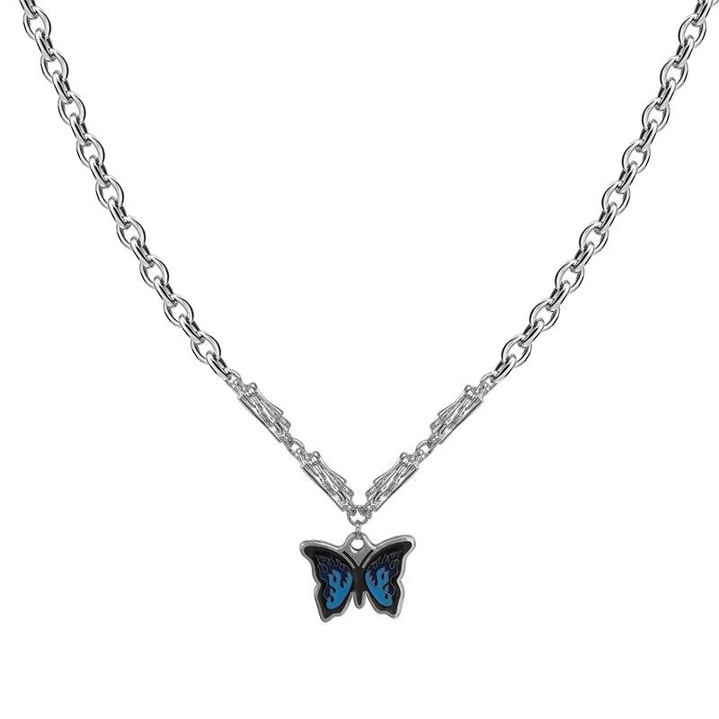 

Colorful butterfly necklace New trendy high-end design sweater chain women s autumn and winter jewelry women