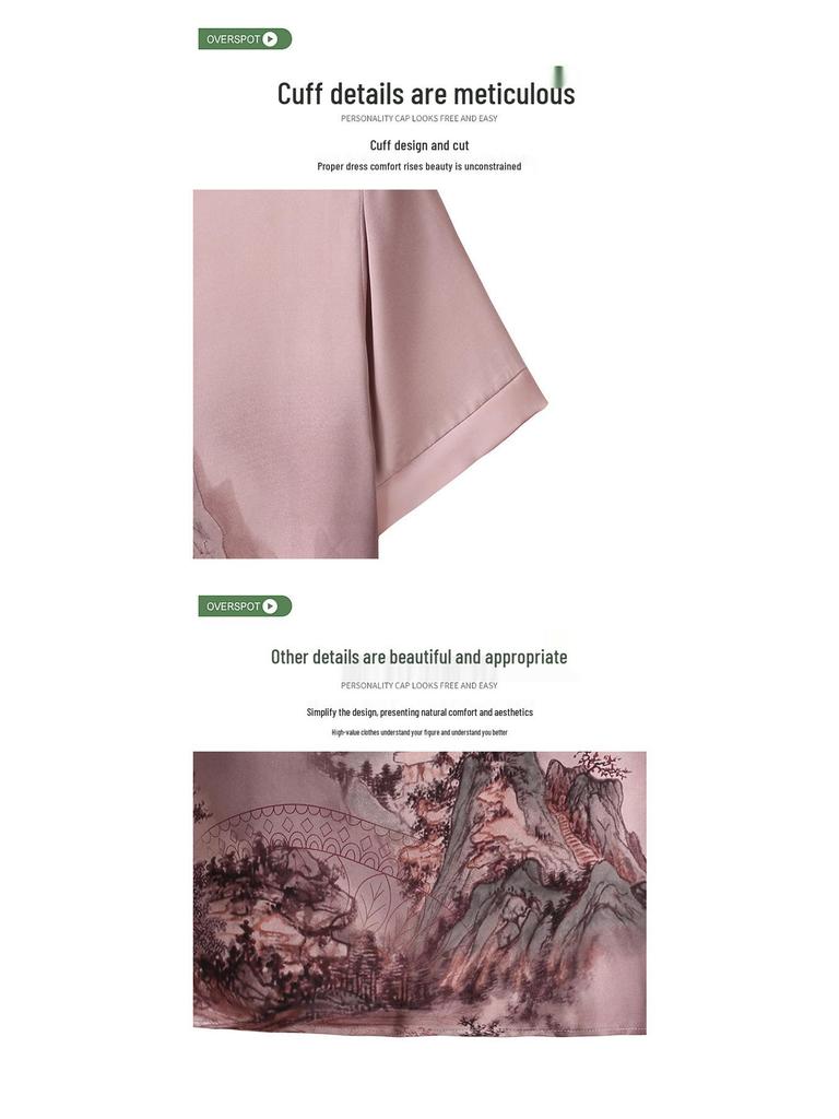 2025 Summer Short-Sleeve Chiffon Blouse for Middle-Aged and Elderly Women - Fashionable Printed T-Shirt Top