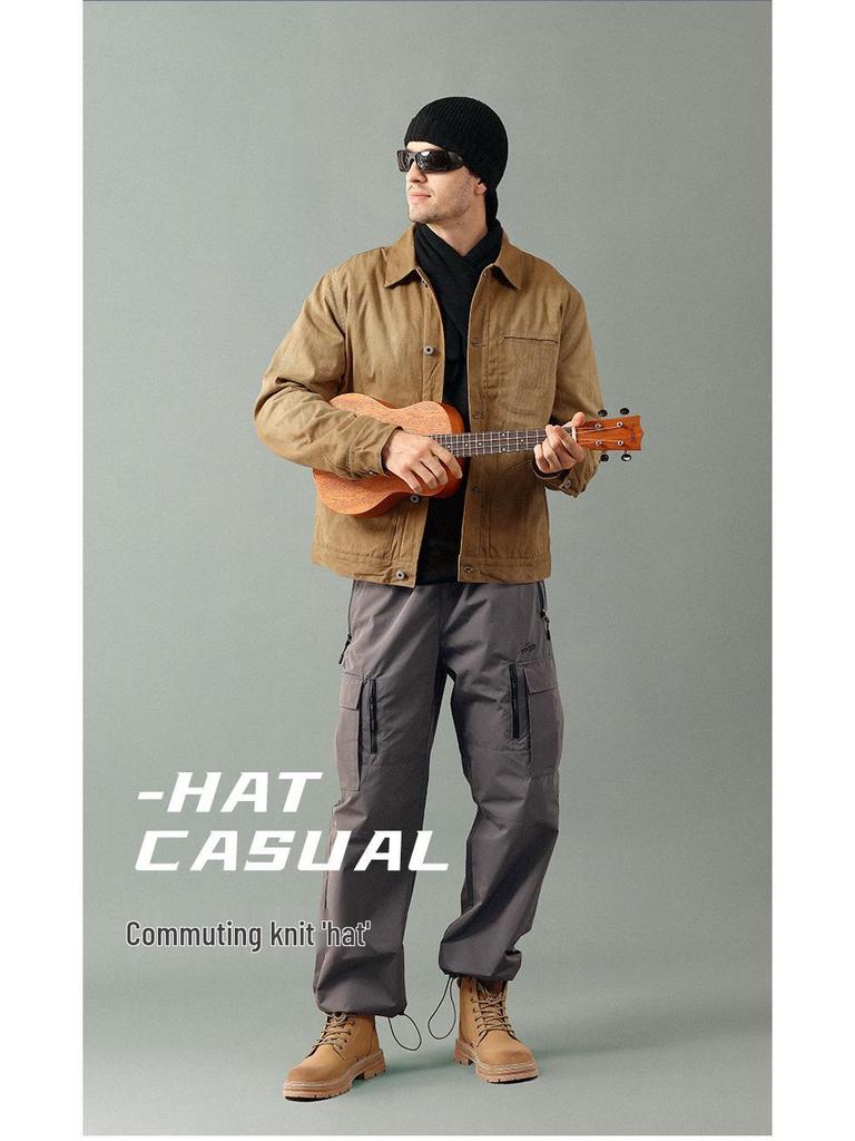 Men's Outdoor Windproof Wool Knit Beanie - Warm Autumn/Winter Hat DMZ94