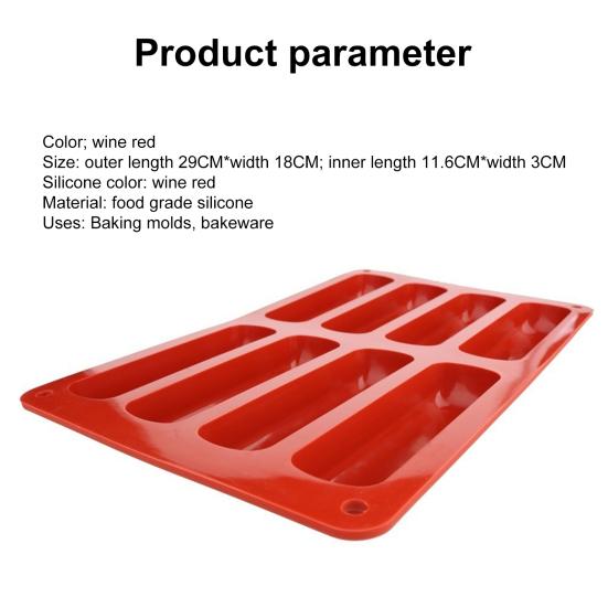 Baking Mold Classic Collection Shapes Non Sticky 8 Forms Silicone Eclair Cake Baking Mold for DIY Mousse