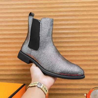 Italienische Marke Modische Herren Chelsea Boots Luxus Gold High-End Bankett Anzug Kleiderschuhe Herren Business High Top Kurze Stiefel