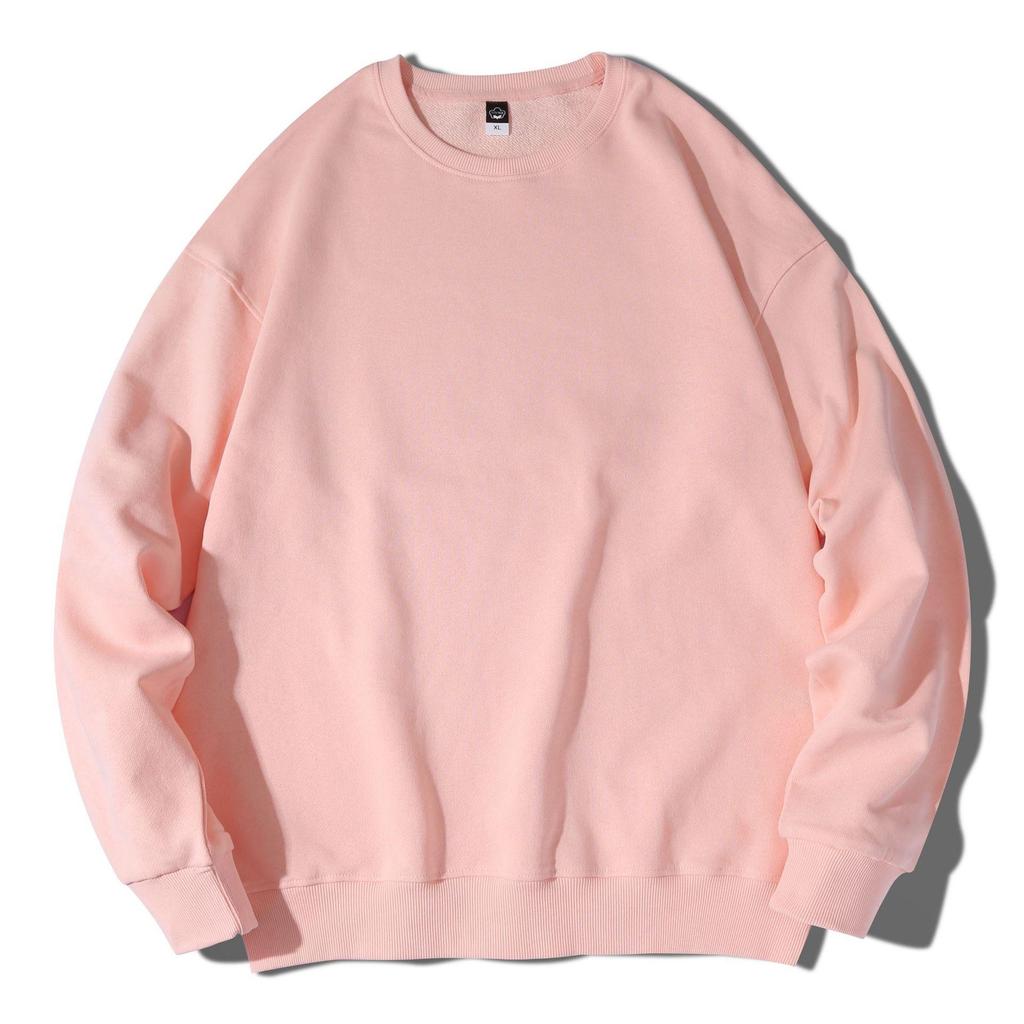Herren Einfarbig Rundhals Baumwoll-Sweatshirt Jugend Lockerer Pullover Langarm-Oberteil