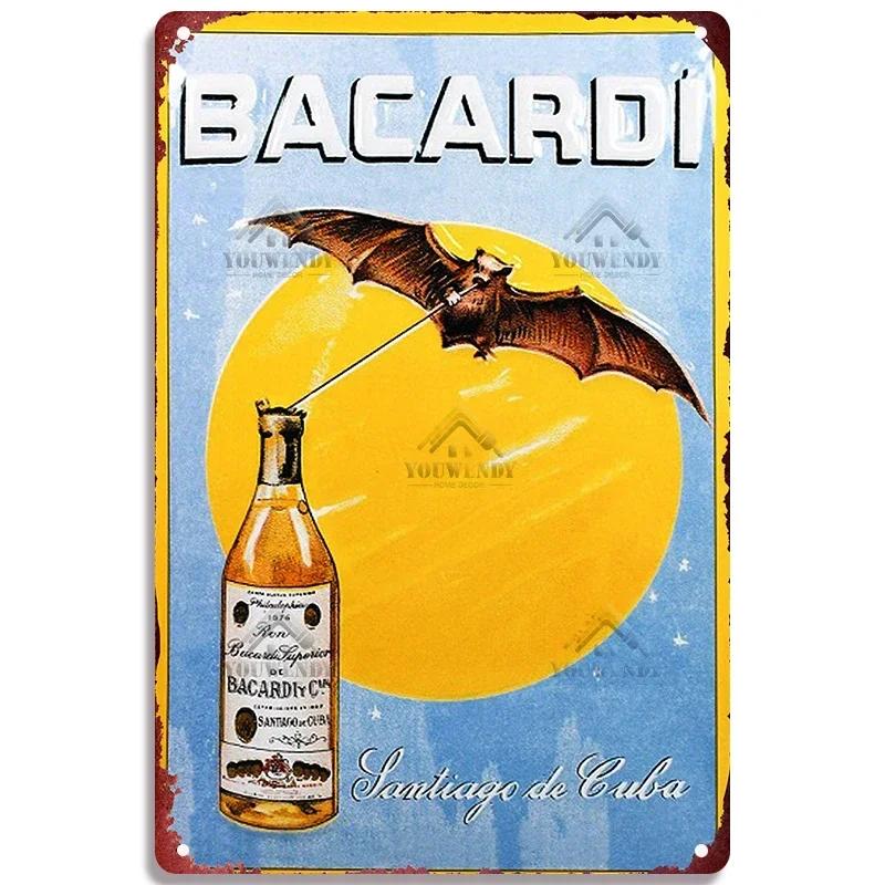 Retro Bacardi Metal Sign, Tin Sign, Rum Brand Plaque, Vintage Plates, Wall Decor, Poster, Bar, Man Cave, Shabby Chic Decorati