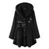 Women Printed Button Plush Tops Hooded Loose Cardigan Wool Coat Winter Jacket