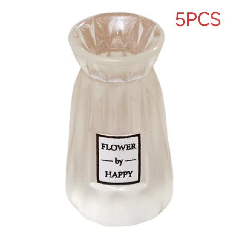 5/10Pcs Miniature Dollhouse Ornament Small Clear Vase Model Resin Craft Figurine Fairy Garden Decor Diy Accessory
