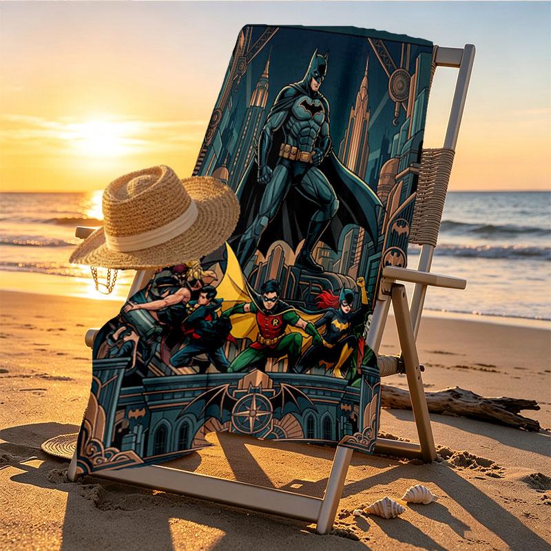Batman Print Beach Towel Design, Soft, Lightweight. for Home Bathroom, Spa, Pool, Yoga, Surfing, Camping, Gift for Family, Friend