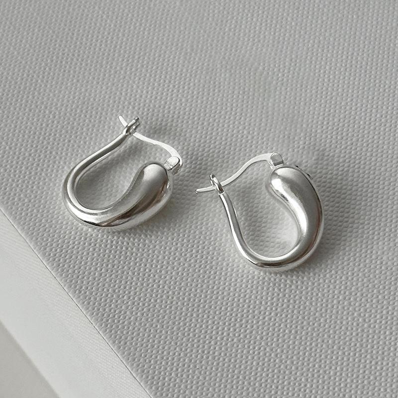 PONYKISS  Sterling Silver Needle Minimalist Water Drop Hoop Earrings for Women Trendy Fashion  Accessories