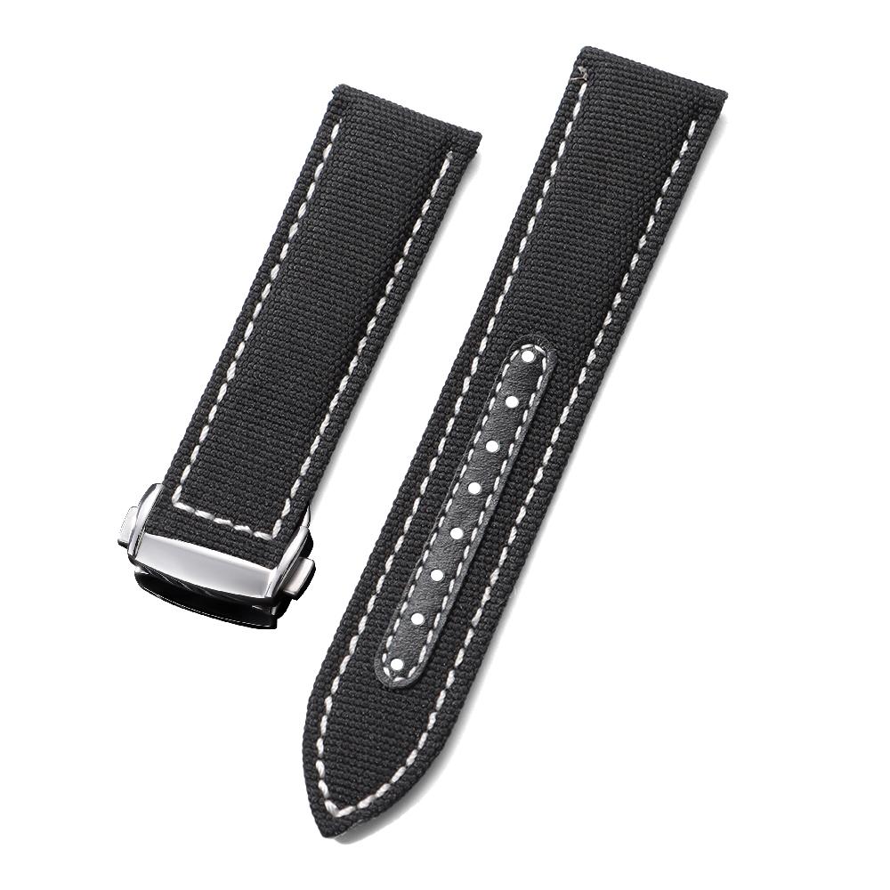 Canvas Nylon Watch Strap Genuine Leather Watchband for Omega 20mm 22mm Universal Bracelet Belt for Men Women Watch Accessories