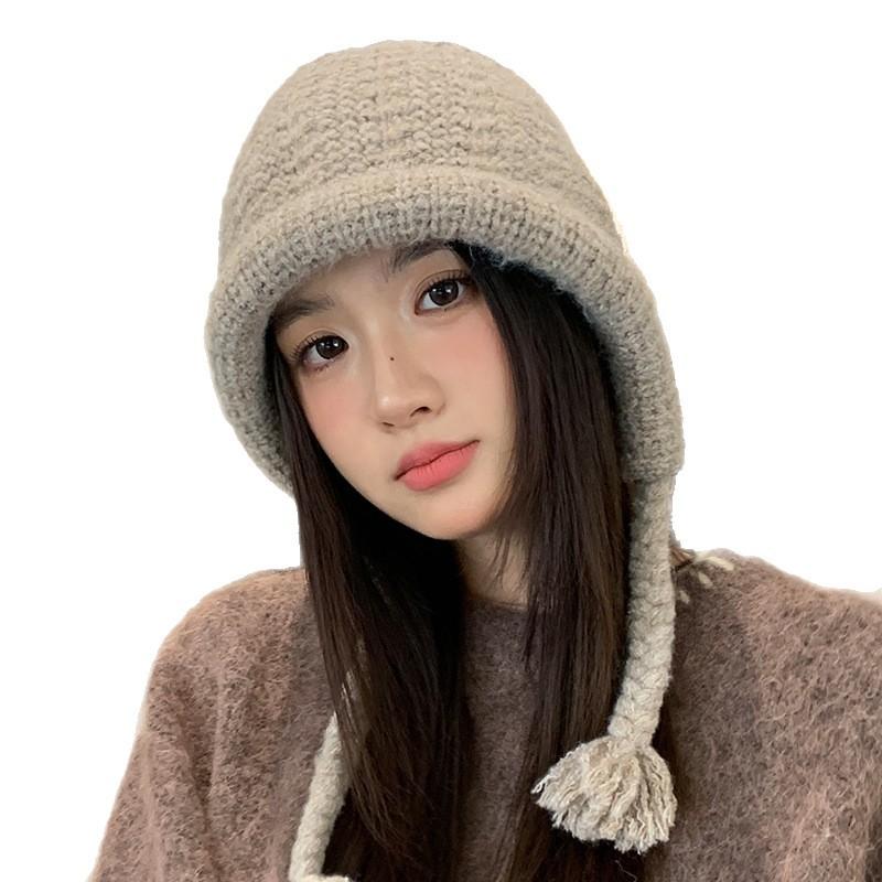 All Match Large Head Circumference Plus Wool Hat Autumn and Winter Outdoor Windproof and Warm Ear Protection Hat High End Feel Balaclava Hat