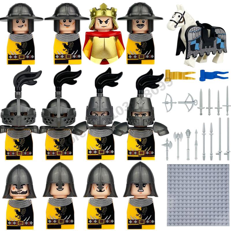 Medieval Military Building Blocks Roman Officer Soldier Knight Imperial Army Head Of State Elf Hunter Lion King War Horse Brick