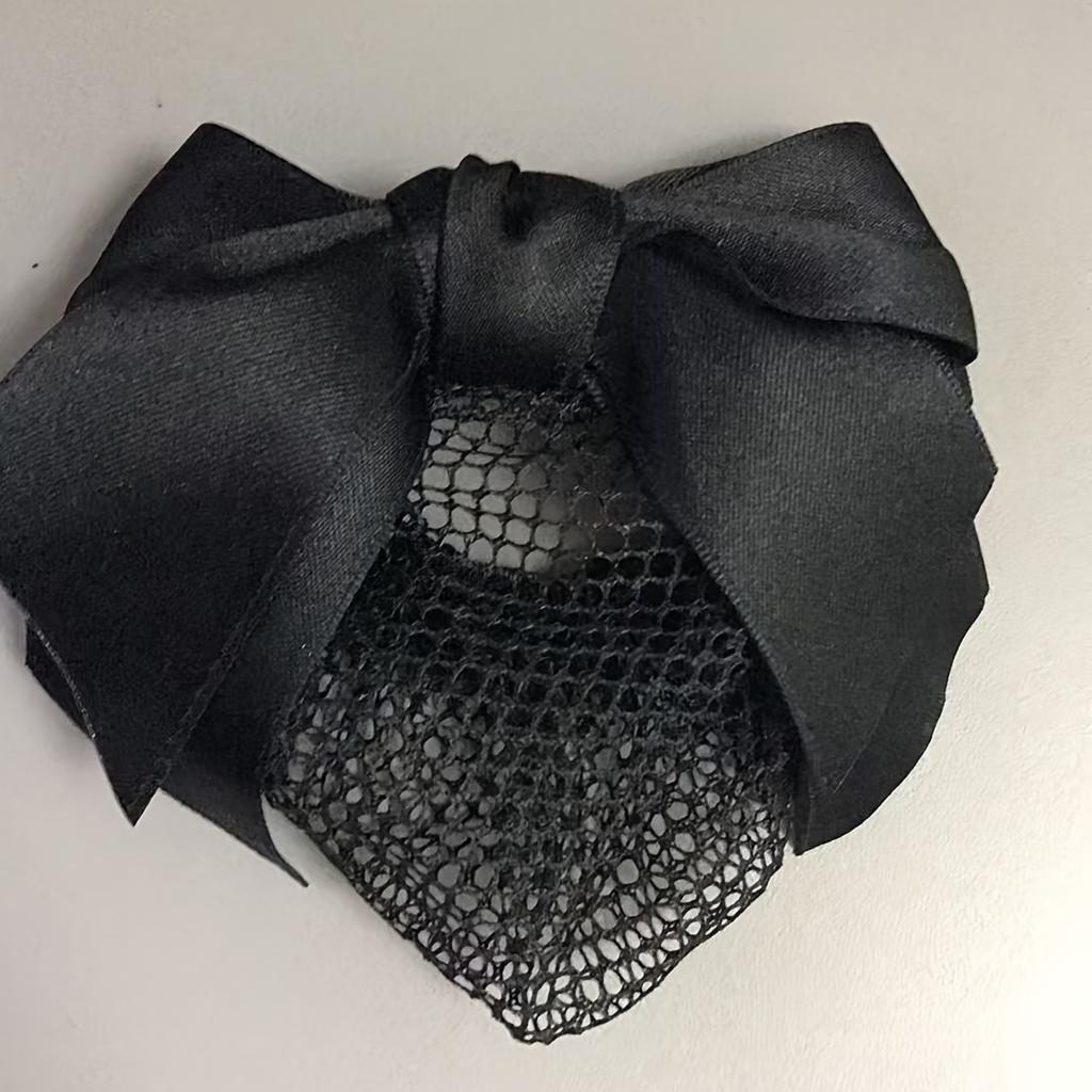 1PC Elegant Black Bow Hairnet for Women - Bohemian with Classic Hair Accessories, Compatible Hairpin/Clip Accessories