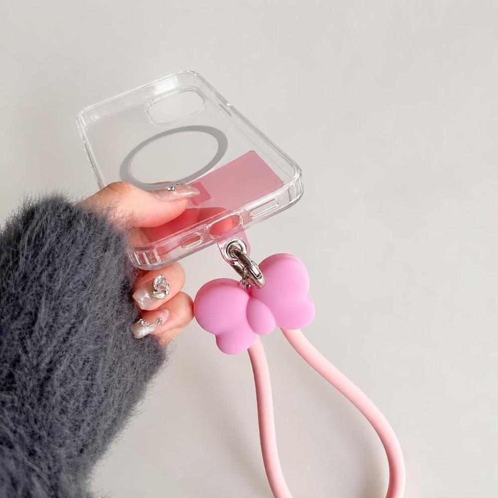 Clip Snap Design Silicone Wrist Strap Bow-knot Style Key Chains Accessory Phone Lanyards for Women