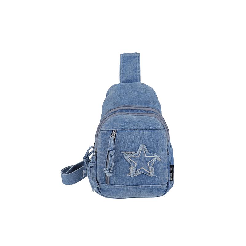 Джинсовая сумка через плечо Женская большая сумка кросс-боди Нагрудная сумка для commuters светло-синий