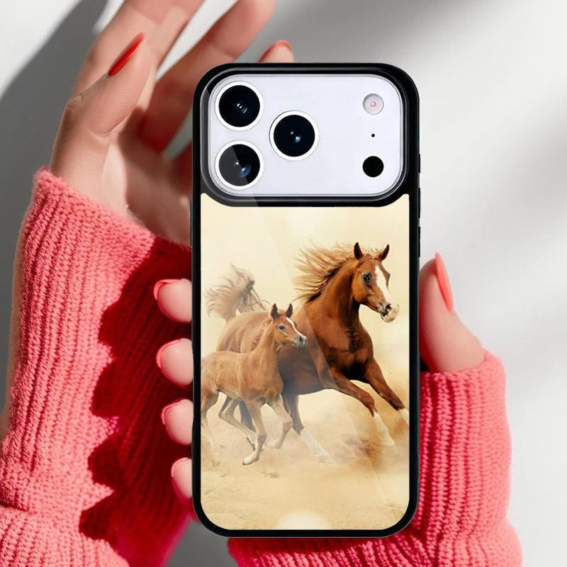 Beautiful Elegant Brown Horses Phone Case for iPhone 17 16 15 14 13 Pro Max Back Cover for 12 11 Pro Coque