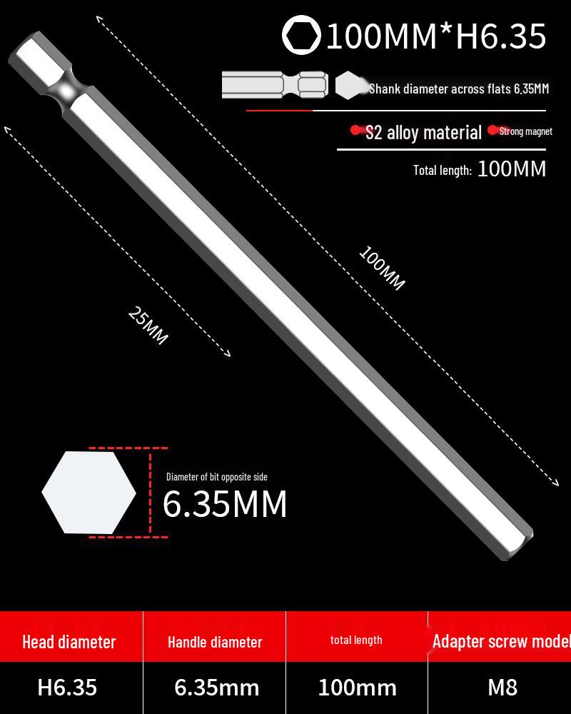 Hexagonal Driver Bit Extension for Screwdriver and Drill