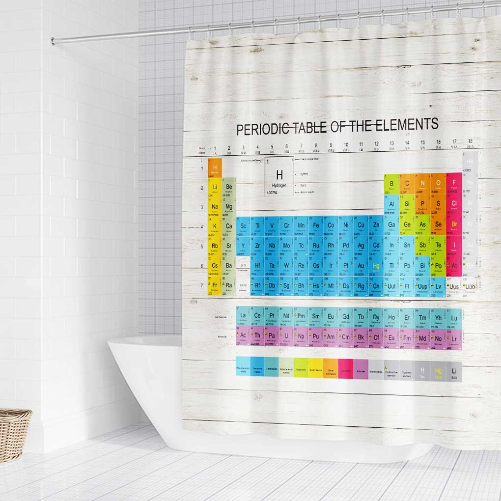 Periodic Table of Elements Shower Curtain Waterproof Home Hotel Bath Screen Bathroom Bathtub Toilet Educational Decorative Drape