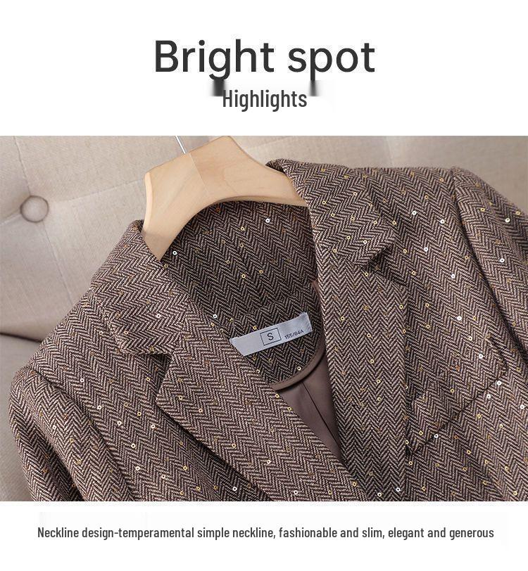 Women's Sequined Suit Jacket - High-End Spring/Autumn 2024 Casual Blazer