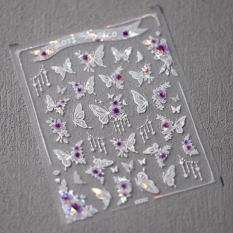 

Qiji Transparent Glass Broken White Butterfly Nail Sticker Waterproof Nail Sticker Decorative Decals Ornament Kx392 kx392 (transparent glass broken)