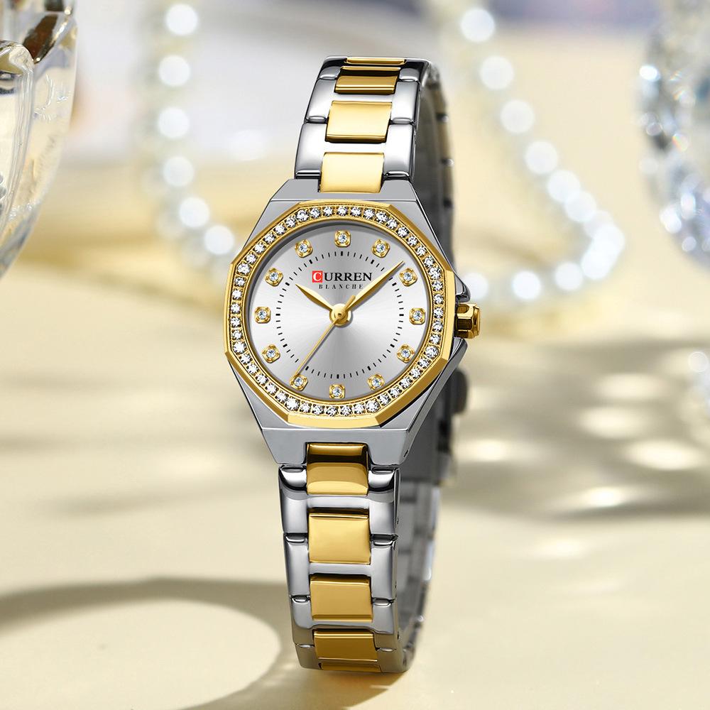 CURREN 9100 Women's Waterproof Quartz Watch with Steel Band and Small Dial
