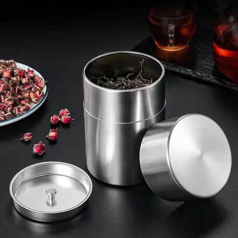 400/550Ml Tea/Coffee Canister With Airtight Double Lids For Loose Tin Containers Stainless Steel Storage